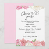 Blush pink floral birthdayInvitation Kaart (Voorkant / Achterkant)
