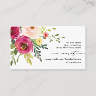 Blush Pink Floral, Black font, Our Wedding Details Informatiekaartje