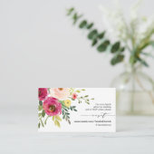 Blush Pink Floral, Black font, Our Wedding Details Informatiekaartje (Staand voorkant)