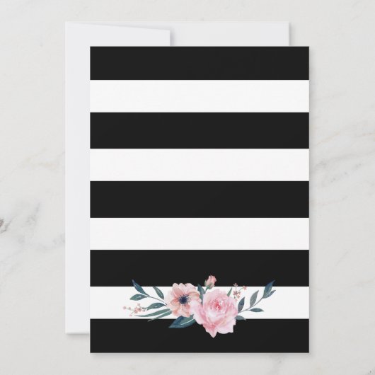 Blush Pink Floral Black Striped Vrijgezellenfeest Kaart (Achterkant)