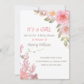 Blush Pink Floral Bloom Baby shower Meisje Kaart (Voorkant)