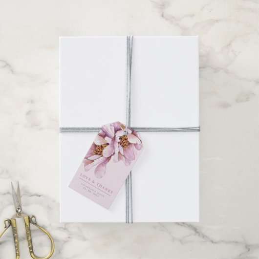 Blush Pink Floral Bloom Favor Gift Labels Cadeaulabel (Met Touw)