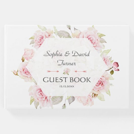 Blush Pink Floral Bloom Geometric Wedding Gastenboek (Voorkant)