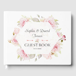 Blush Pink Floral Bloom Geometric Wedding Gastenboek
