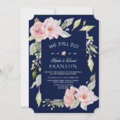 Blush Pink Floral Bloom Navy We doen het nog steed Kaart (Voorkant)
