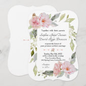 Blush Pink Floral Bloom Weddenschap Kaart (Voorkant / Achterkant)