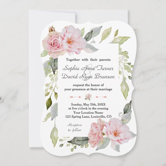  Blush Pink Floral Bloom Weddenschap Kaart (Voorkant)