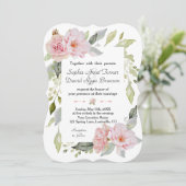  Blush Pink Floral Bloom Weddenschap Kaart (Staand voorkant)