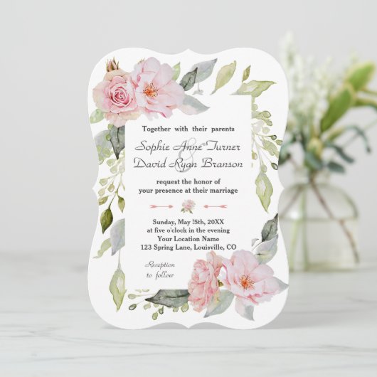  Blush Pink Floral Bloom Weddenschap Kaart (Staand voorkant)
