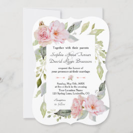 Blush Pink Floral Bloom Weddenschap Kaart