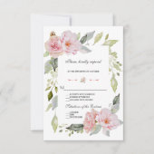  Blush Pink Floral Bloom Weddenschap RSVP Kaartje (Voorkant)