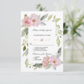  Blush Pink Floral Bloom Weddenschap RSVP Kaartje (Staand voorkant)