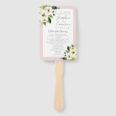 Blush Pink Floral Blooms Wedding Ceremony Programm Handwaaier (Voorkant)