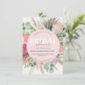 Blush Pink Floral Bohemian Vrijgezellenfeest Kaart (Staand voorkant)