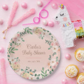 Blush Pink Floral Boho Baby shower Papieren Bordje (Feest)