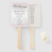 Blush Pink Floral Boho bruiloft Ceremony Programme Handwaaier (Voorkant en achterkant)