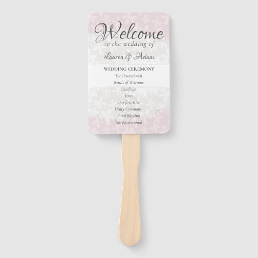 Blush Pink Floral Boho bruiloft Ceremony Programme Handwaaier (Voorkant)
