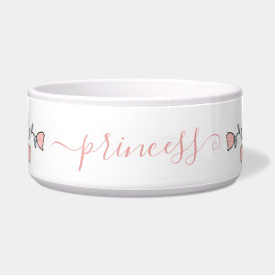 Blush Pink Floral Boho Custom Name Pet Voerbakje