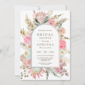 Blush Pink Floral Boho Pampas Grass Vrijgezellenfe Kaart (Voorkant)
