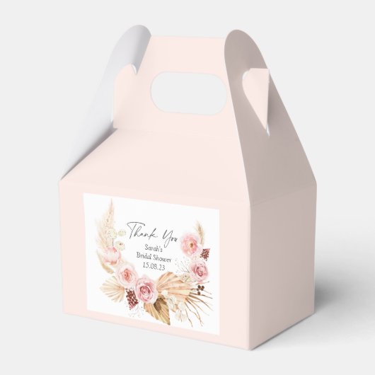 Blush Pink Floral Boho Pampas race Weddenschap Bedankdoosjes (Voorkant Zijde)