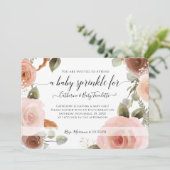 Blush Pink Floral BOHO Waterverf Baby Girl Shower Kaart (Staand voorkant)
