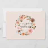 Blush Pink Floral BOHO Waterverf Baby Girl Shower Kaart (Achterkant)