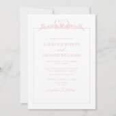 Blush Pink Floral Border Monogram Weddenschap Kaart (Voorkant)
