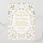 Blush Pink Floral Botanical Elegant Weddenschap Go Folie Uitnodiging (Voorkant)