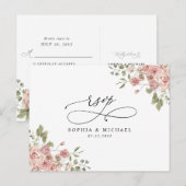 Blush Pink Floral Botanical Weddenschap Enclosure  Briefkaart (Voorkant / Achterkant)