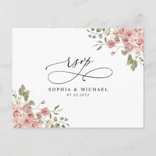 Blush Pink Floral Botanical Weddenschap Enclosure  Briefkaart (Voorkant)