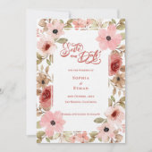 Blush Pink Floral Botanical Wedding Save the Date Kaart (Voorkant)