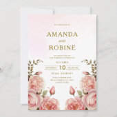 Blush Pink Floral Botanische bruiloft uitnodiging (Voorkant)