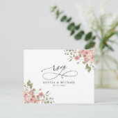 Blush Pink Floral Botanische QR Code Weddenschap R Briefkaart (Staand voorkant)