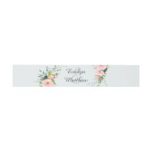 Blush Pink Floral Bouquet Blue Wedding Uitnodigingen Wikkel (Vlak)