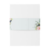 Blush Pink Floral Bouquet Blue Wedding Uitnodigingen Wikkel (Achterkant Voorbeeld)