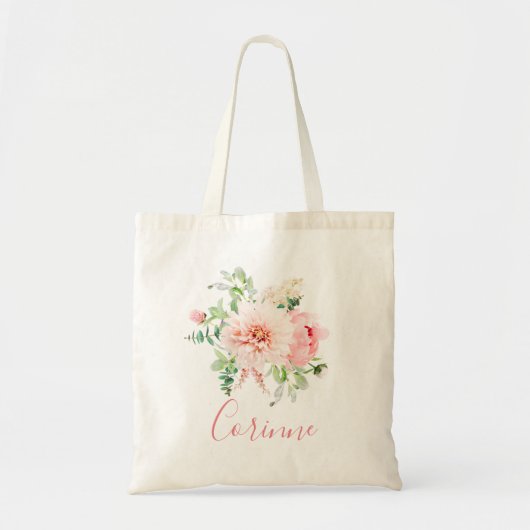Blush Pink Floral Bouquet Bridesmaid Tote Bag (Voorkant)
