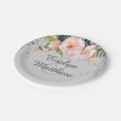 Blush Pink Floral Bouquet op grijs Vrijgezellenfee Papieren Bordje (Gekanteld)