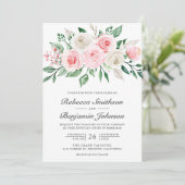 Blush Pink Floral Bouquet QR Code Weddenschap Kaart (Staand voorkant)