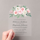 Blush Pink Floral Bouquet Wedding Acryl Uitnodigingen (Insitu (Draagbaar))