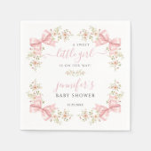 Blush Pink Floral Bow Baby Girl Shower Servet (Voorkant)