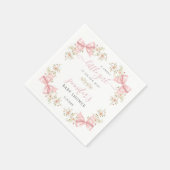 Blush Pink Floral Bow Baby Girl Shower Servet (Hoek)