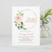 Blush Pink Floral Bridal Shower Kaart (Staand voorkant)