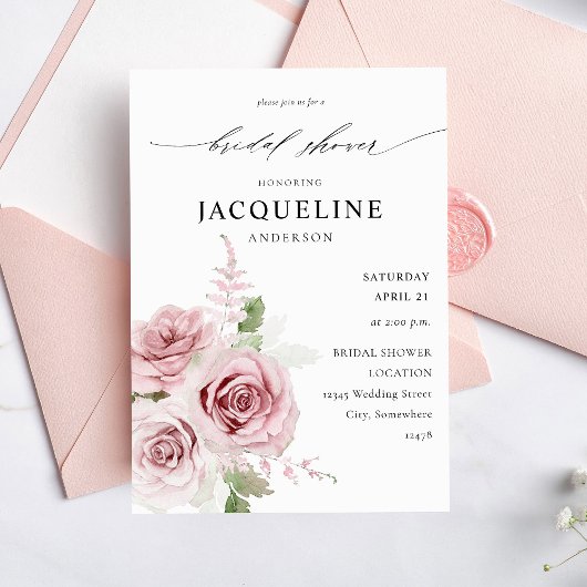 Blush Pink Floral Bridal Shower Kaart