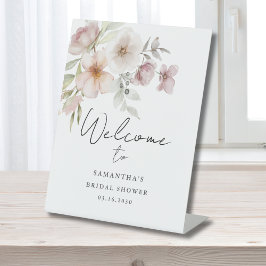 Blush Pink Floral Bridal Shower Welcome Reclamebord Met Voetstuk