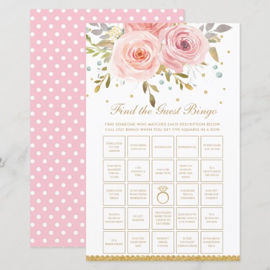 Blush Pink Floral Bridal vind het Game van de Gast (Voorkant / Achterkant)