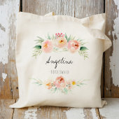 Blush Pink Floral Bridesmaid op maat Tote Bag