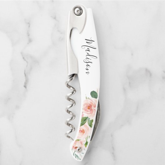 Blush Pink Floral Bridesmaid Voorstel Kurkentrekker (Voorkant)