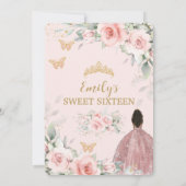 Blush Pink Floral Brown Princess Sweet Sixteen Kaart (Achterkant)
