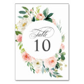 Blush Pink Floral Bruiloft of Evenement Tafelnumme Kaart (Voorkant)
