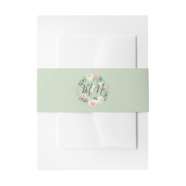 Blush Pink Floral bruiloft uitnodiging buik band Uitnodigingen Wikkel